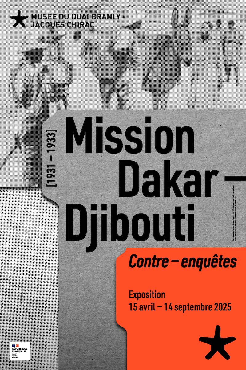 Affiche de l'exposition « Mission Dakar-Djibouti, contre-enquêtes », musée du quai Branly – Jacques Chirac