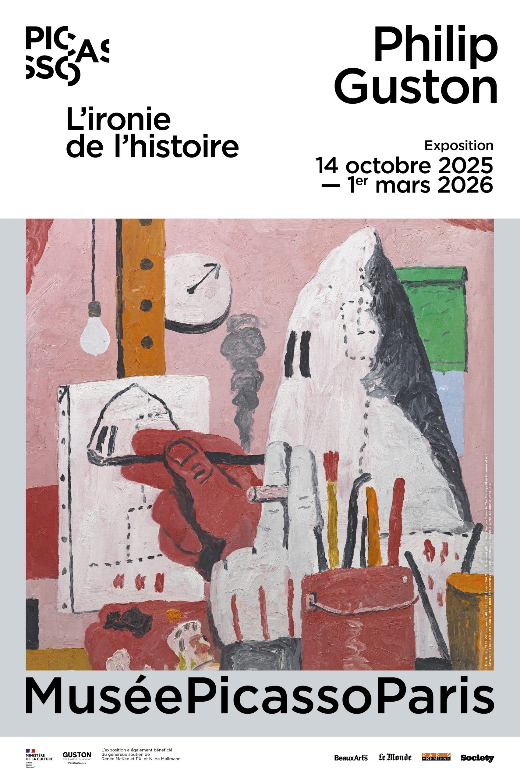 Affiche de l'exposition « Philip Guston. L'ironie de l'histoire », musée Picasso Paris